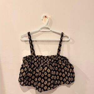 Zara Black and Gold Floral Top